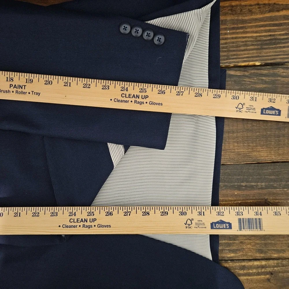 Stafford Essentials Men's Sport Coat Blazer Two Button Navy Polyester Blend 46L